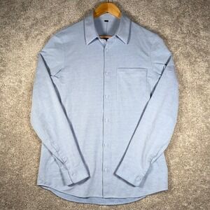 Lululemon Men's M Blue Long Sleeve Button Up Shirt Pocket Casual